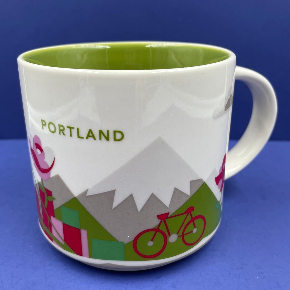 Starbucks You Are Here Portland Mug 2013 Coffee Cup 14oz Mount Hood Bridge Rose